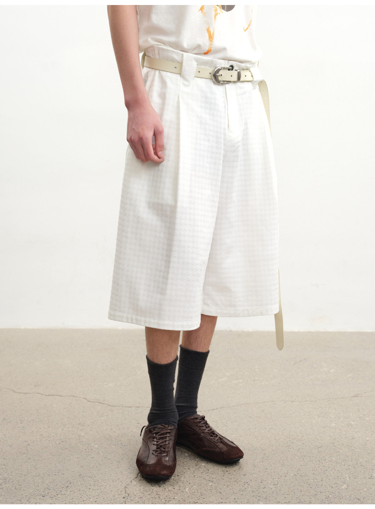 Houndstooth Gathered Shorts