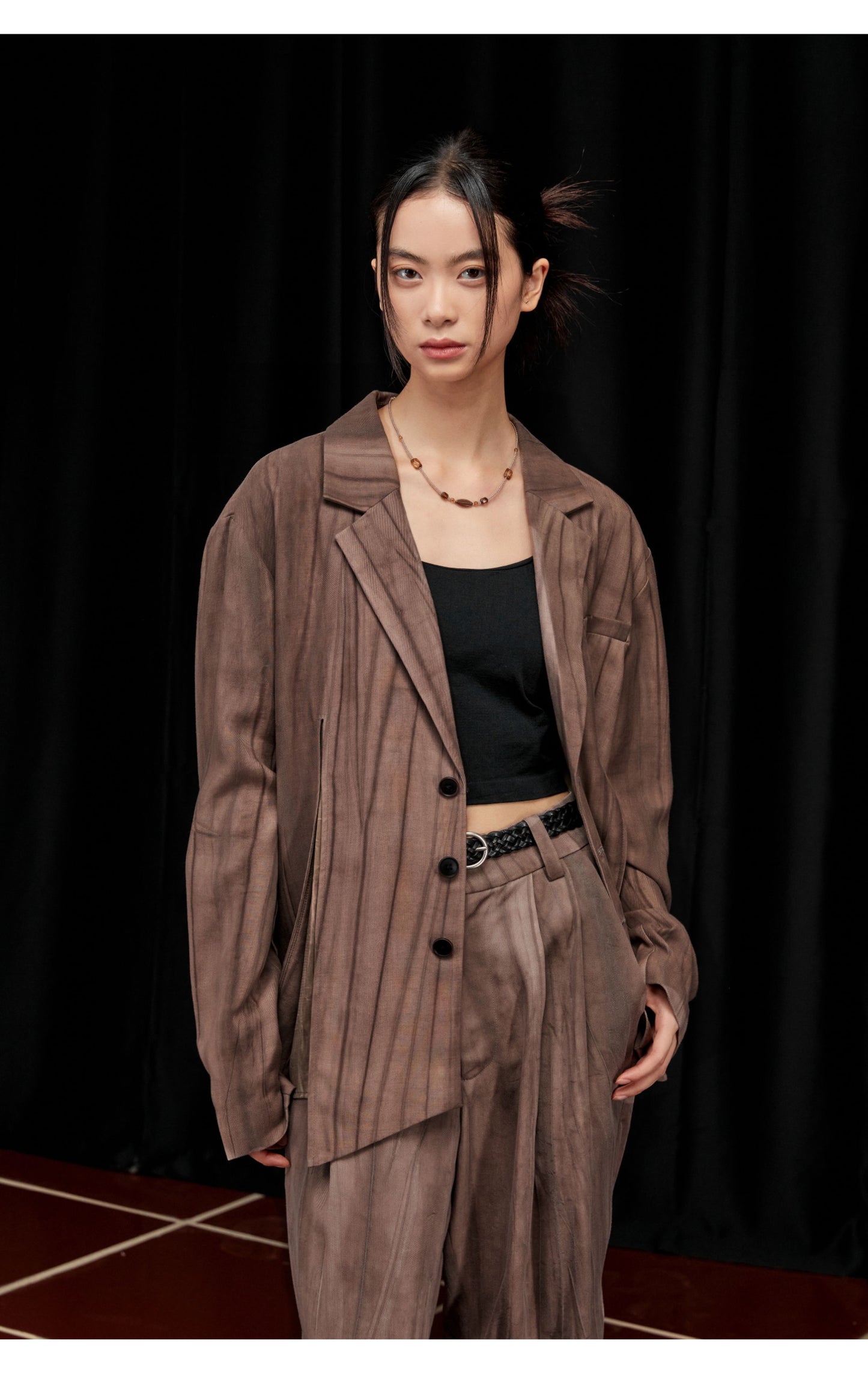 Tie Dye Draped Vertical Pattern Jacket