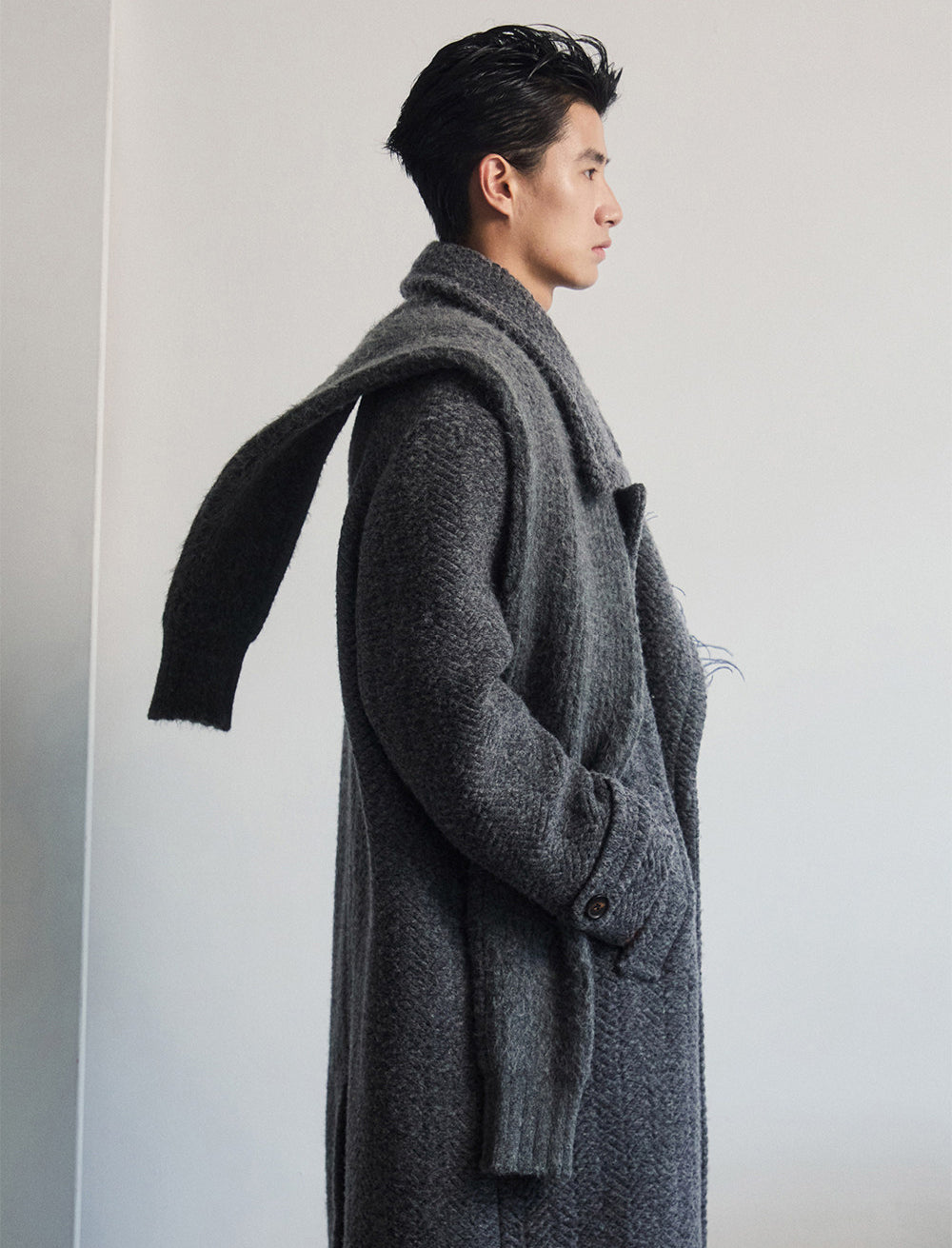 Thick Wool Blend Knit Scarf