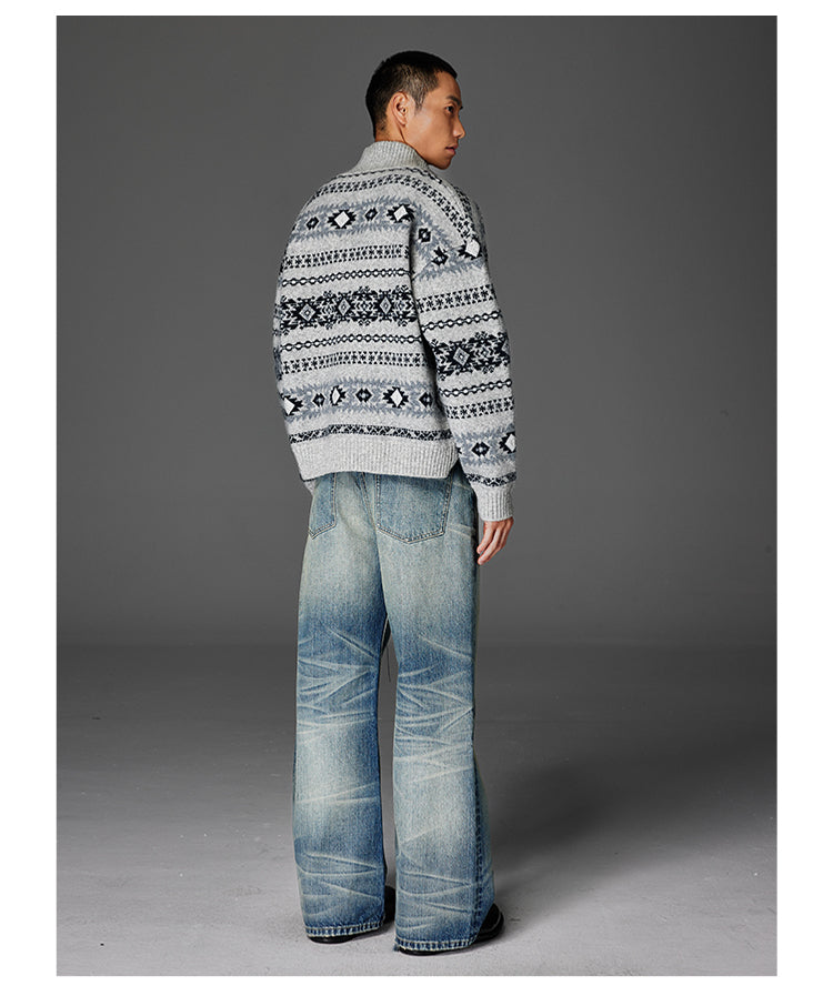 Loose-Shoulder Knit Jacket