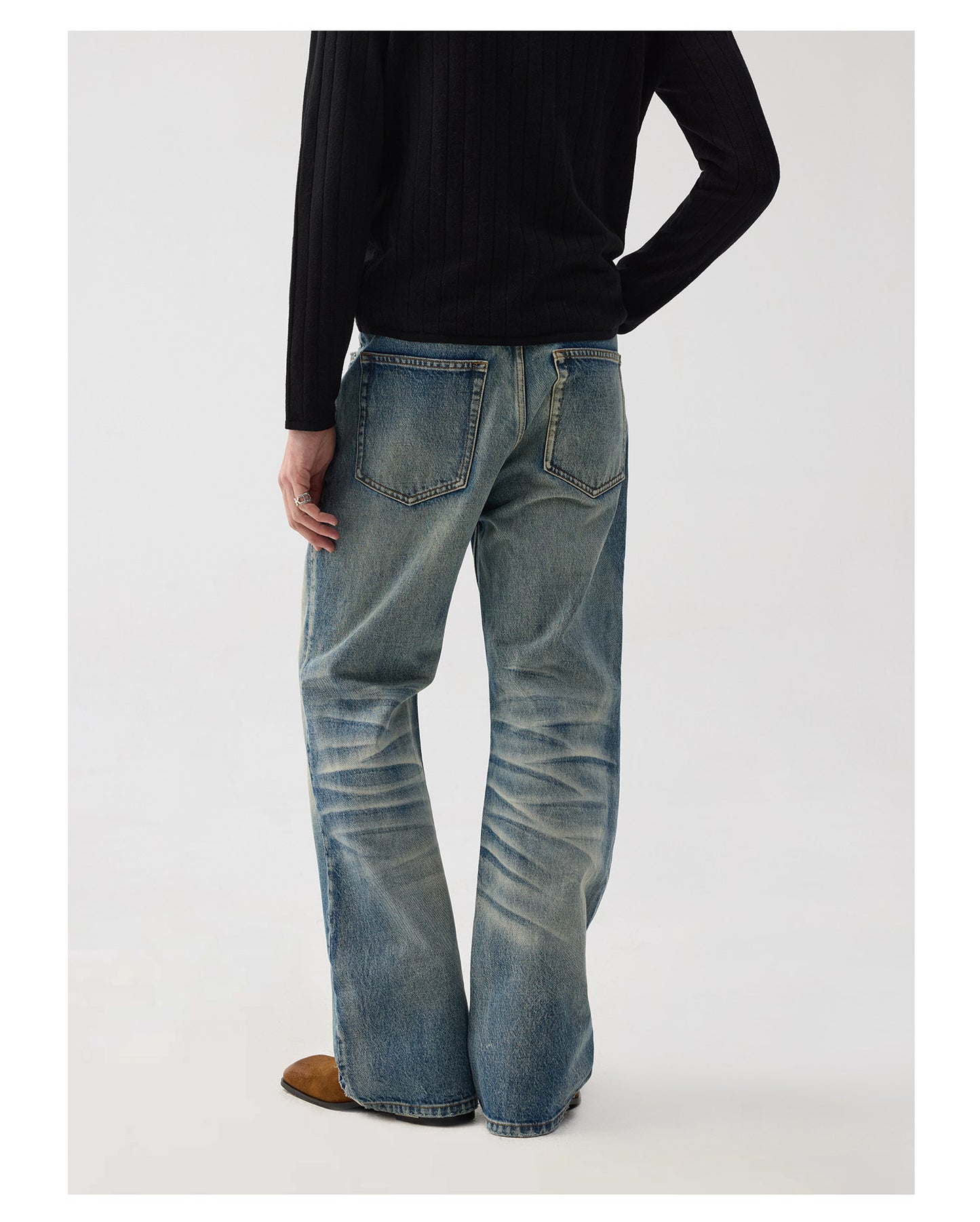 Vintage-style slightly flared denim pants