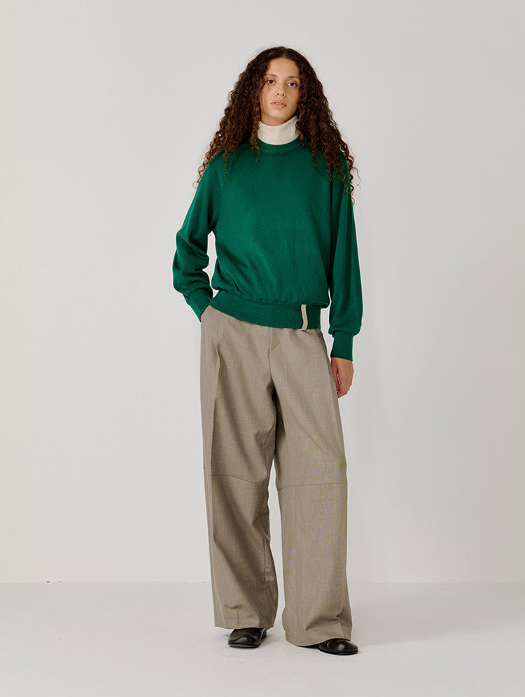 Logo Leather Label Loose-Fit Sweater