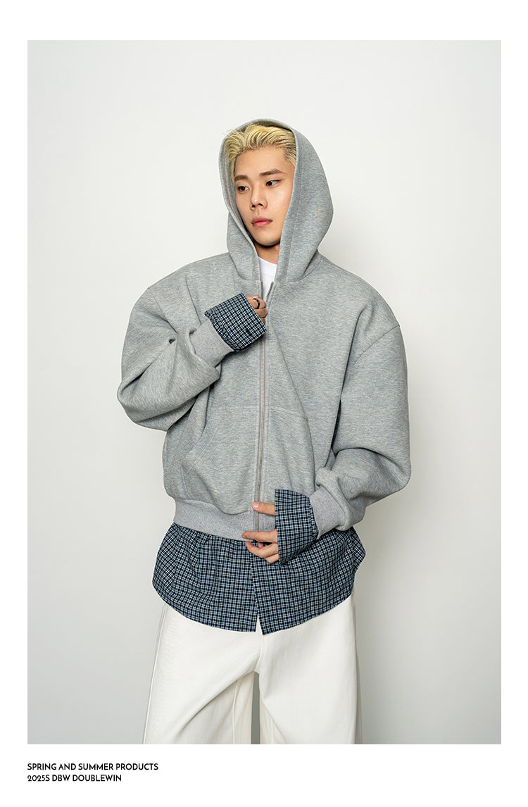 Checkered Pattern Faux Two-Piece Sweatshirt