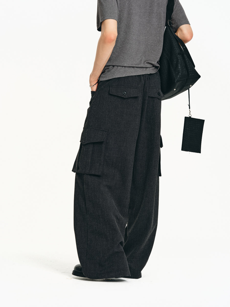 Elastic Pockets Casual Pants