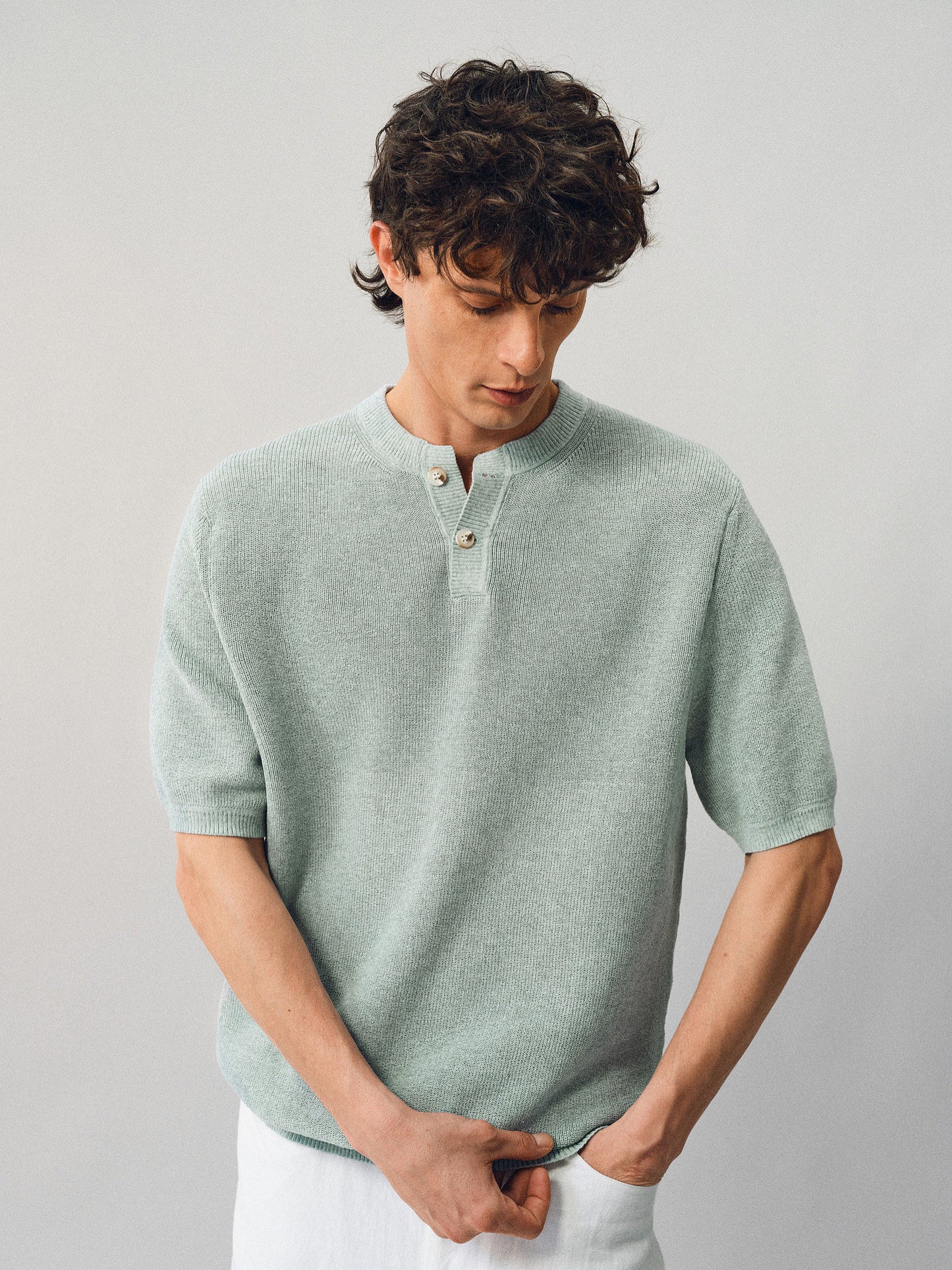 Henley Neck Linen Knit