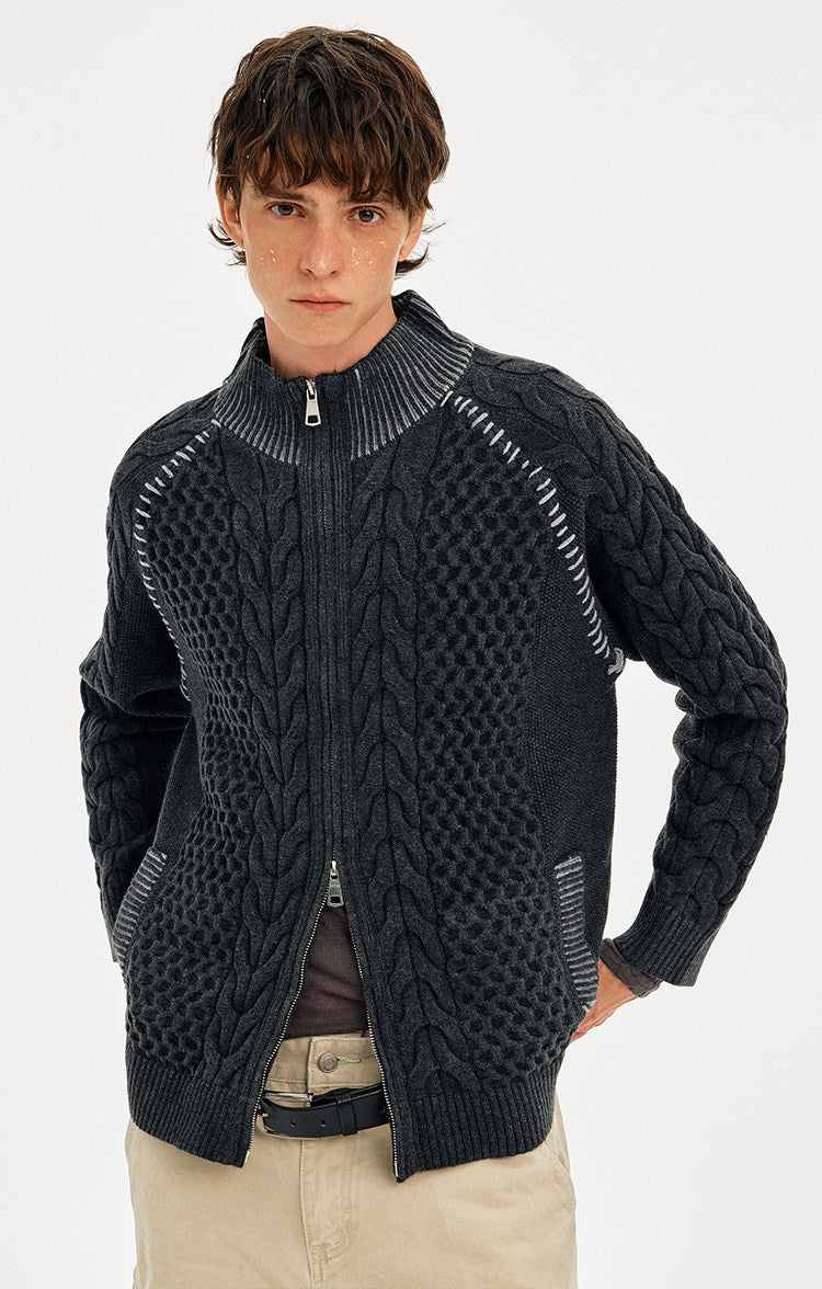 Hand-Stitched Cable-Knit Cardigan