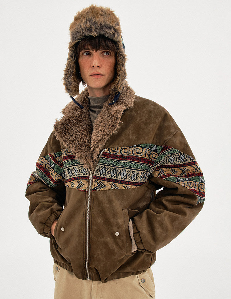 Faux Suede Embroidered Jacket