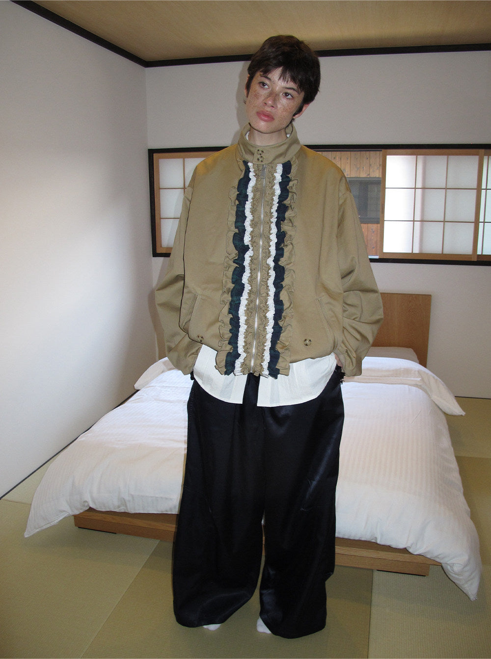 Ruffle Color Block Jacket