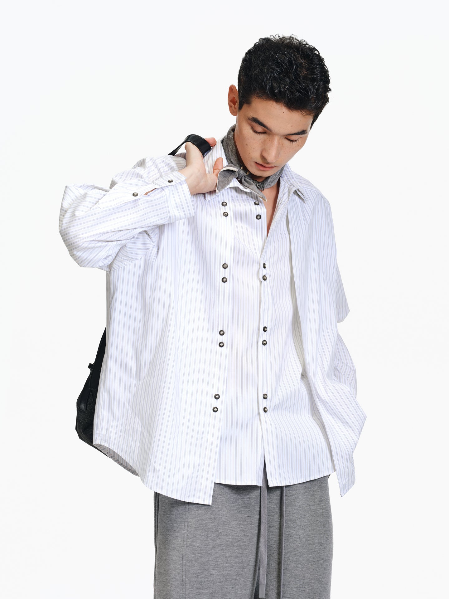 Double-breasted striped shirt