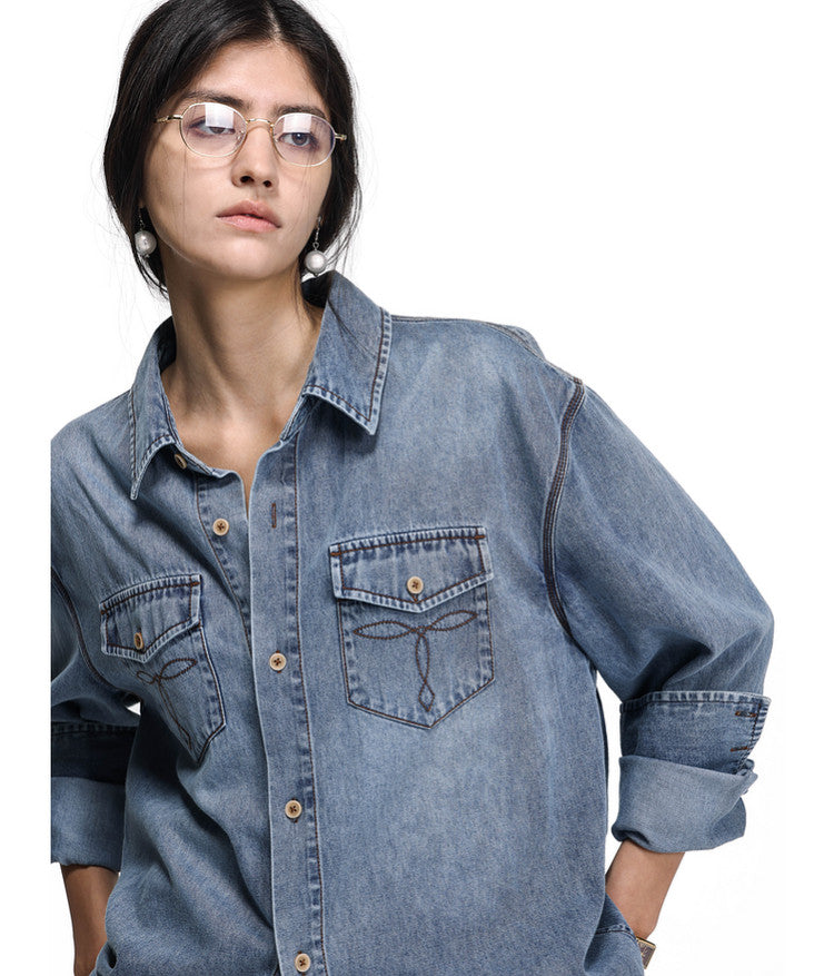 High-Quality Washed Denim Shirt