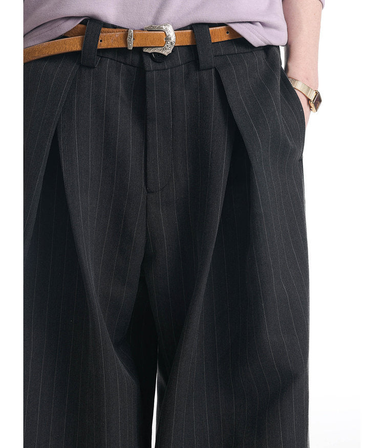 Herringbone Pleated Casual Pants
