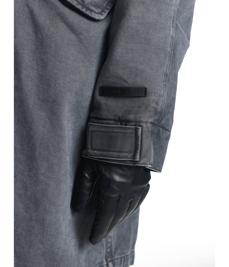 Damage-Washed Hooded Jacket