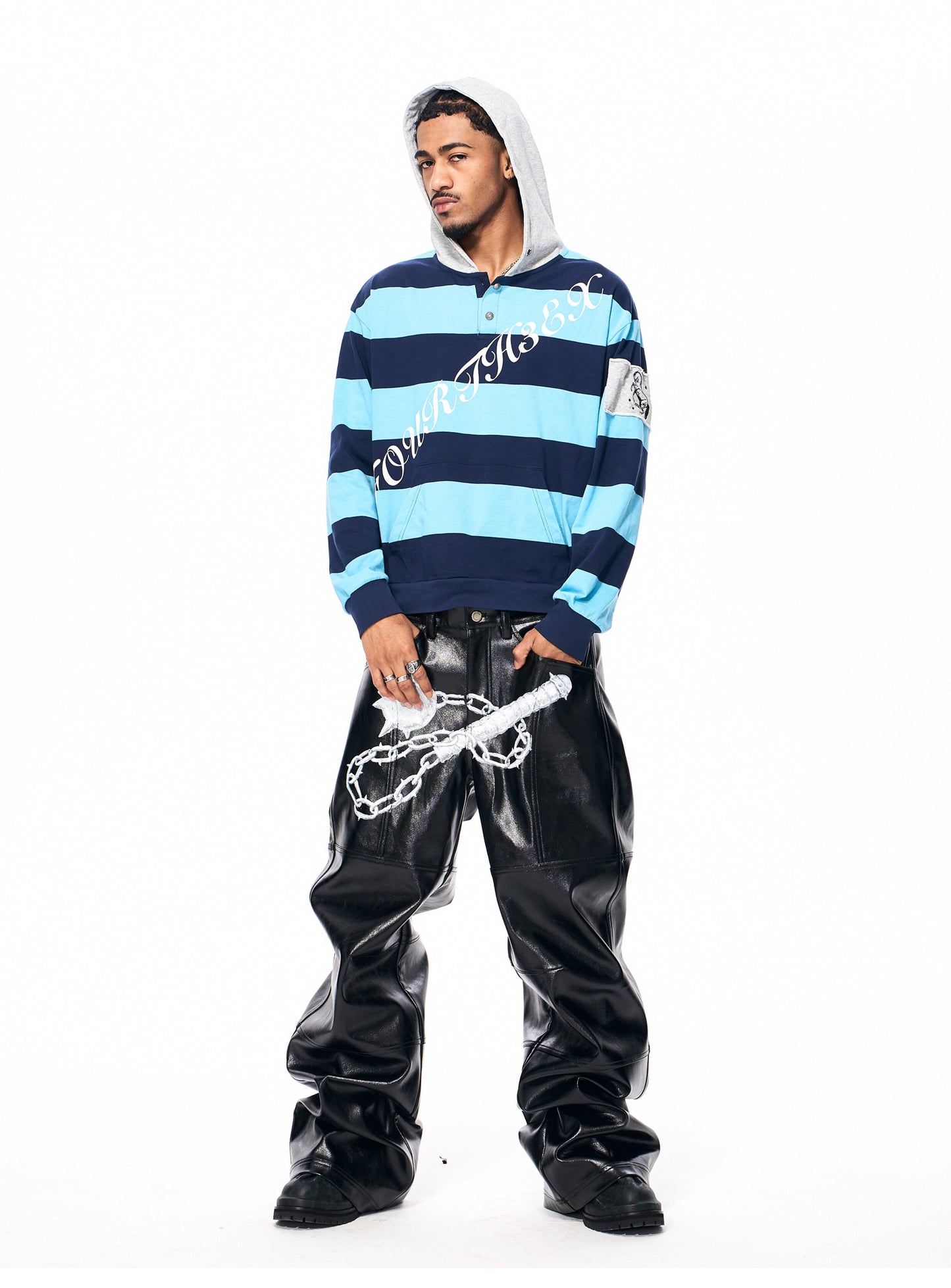 Blue Stripe Print Sweatshirt