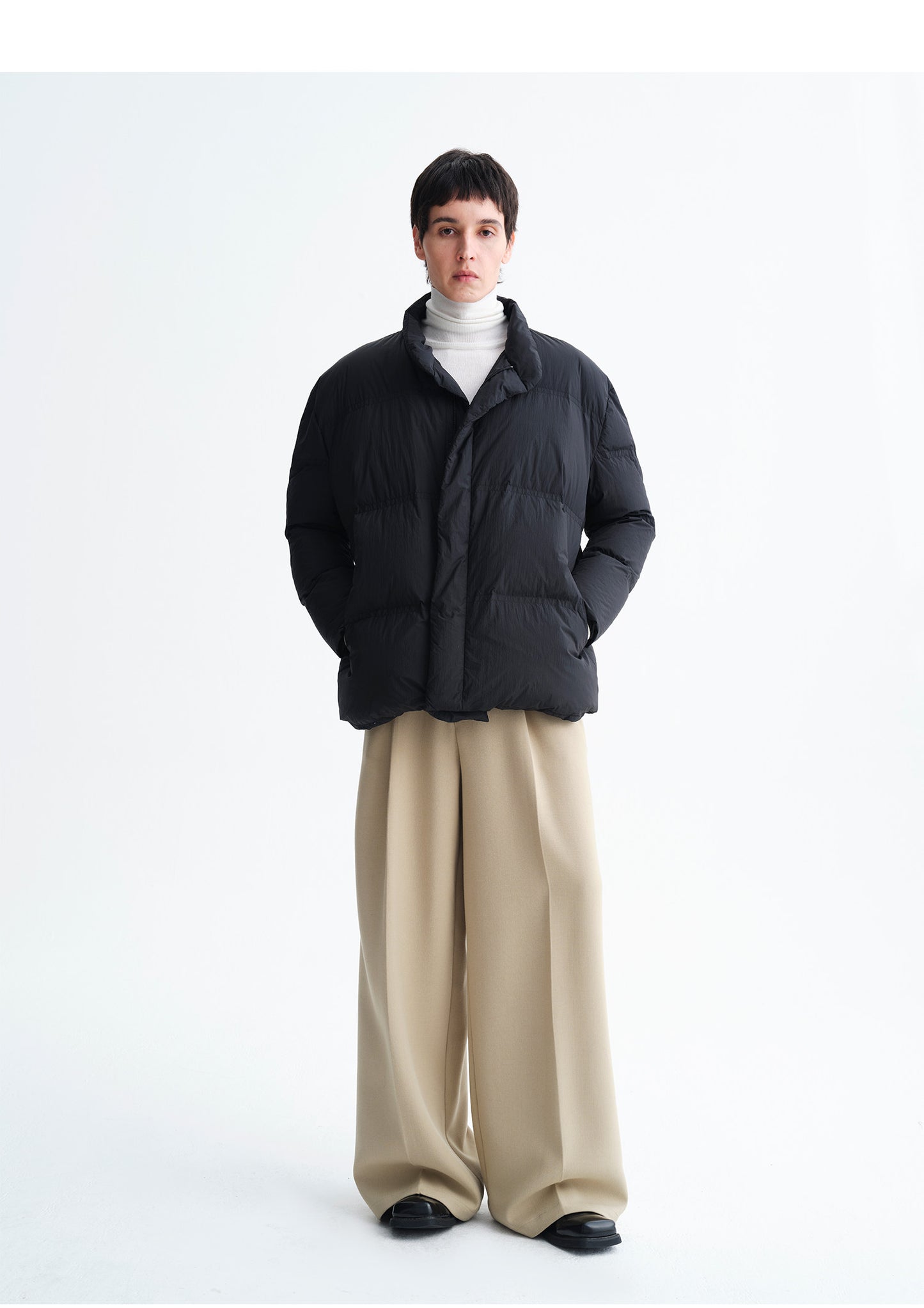 Silk Blend Pleated Wide-Leg Pants