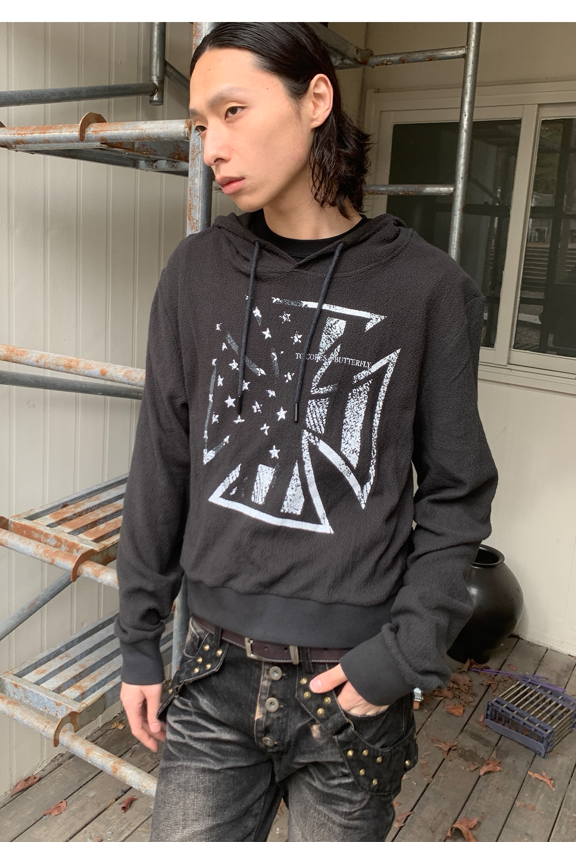 Cross-flag Print Hoodie