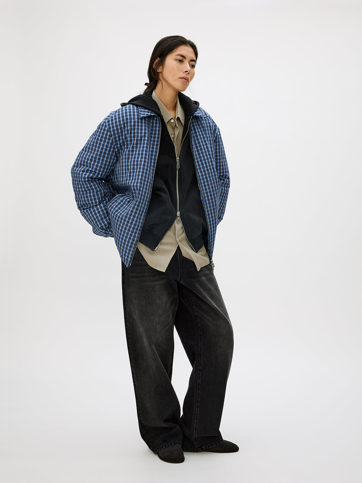 Checkered White Duck Down Jacket