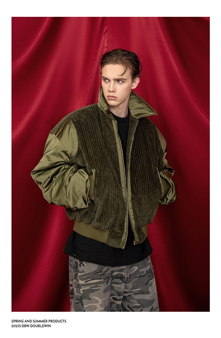 Corduroy &amp; Satin Flight Jacket