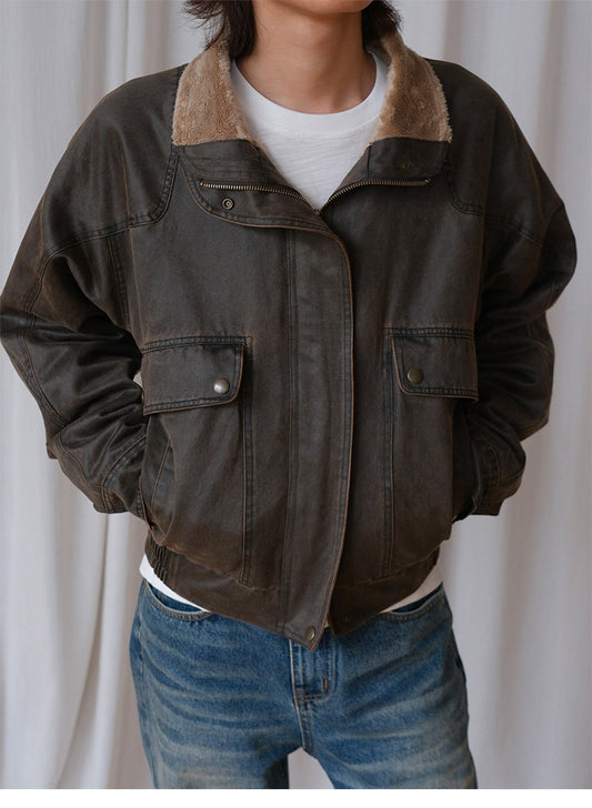Retro-washed bomber jacket