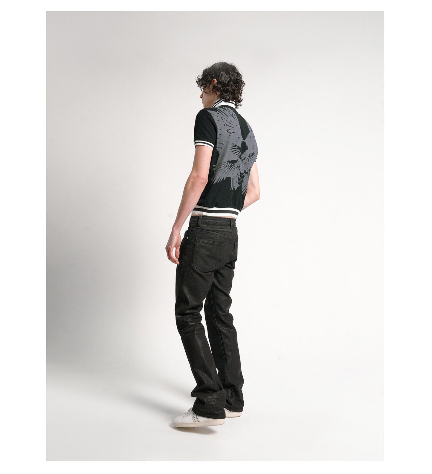 Digital-Print Zip-Up Polo Shirt