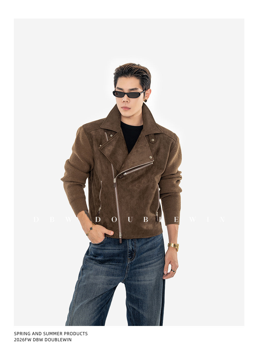 Rider Jacket with Diagonal Placket