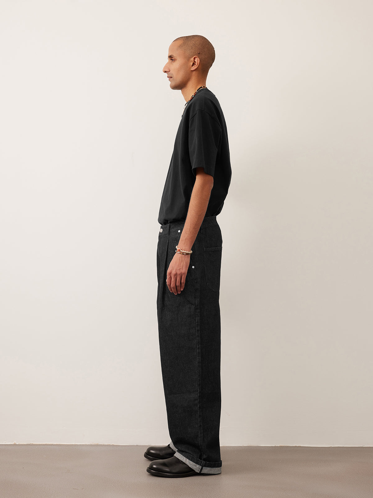 Single Pleats Loose Straight Jeans 12.25 oz.