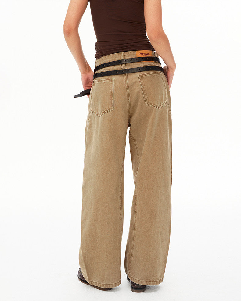 Deconstructed Pleated Design Scimitar Jeans