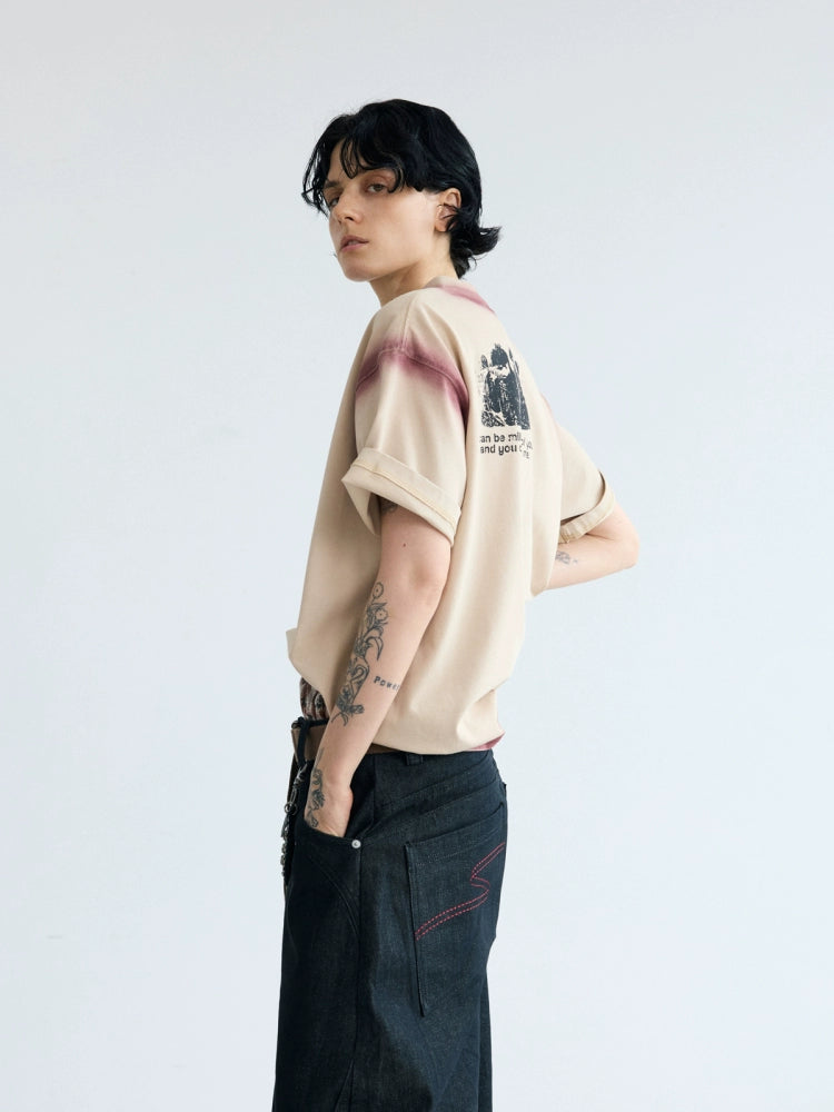 Hand-painted contrast color T-shirt