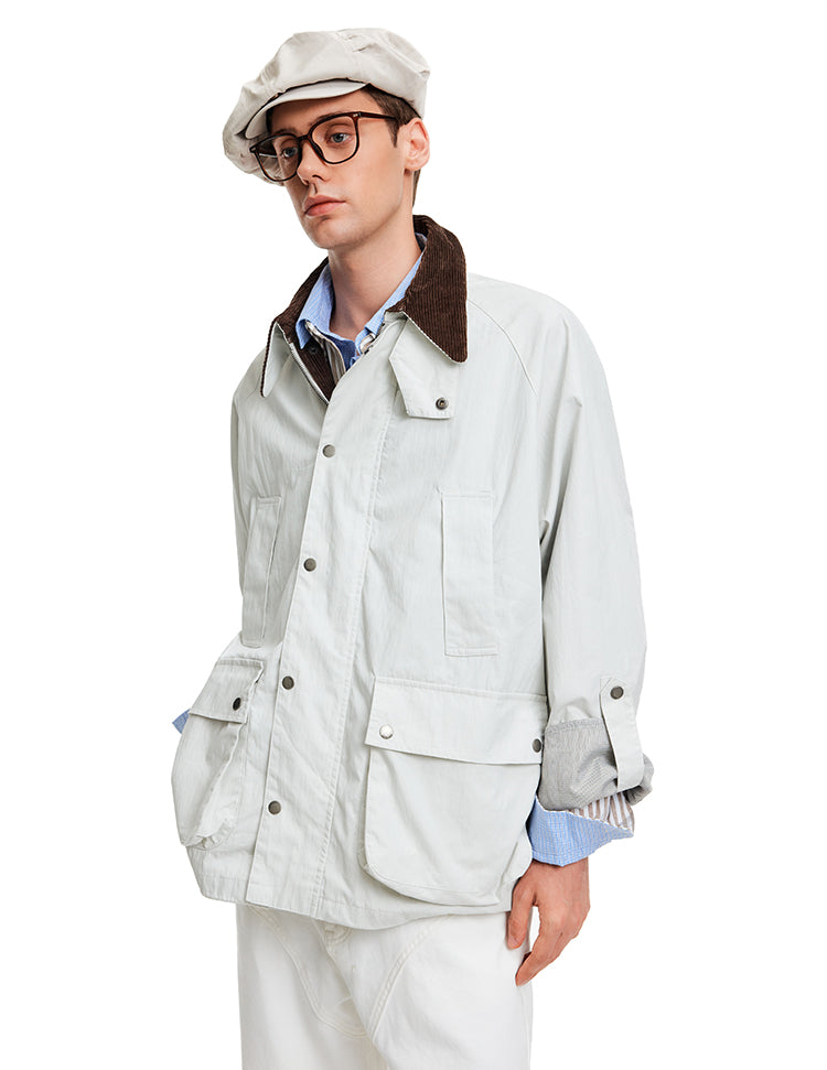 Patchwork Corduroy Collar Jacket