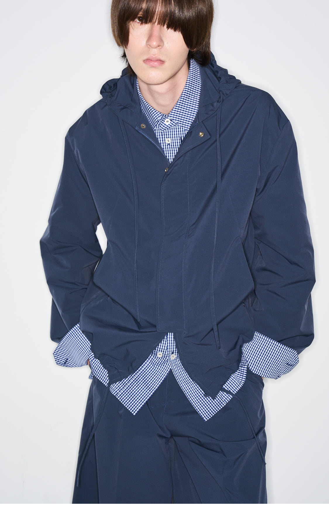 Metal Snap Button Coach Jacket with Hood