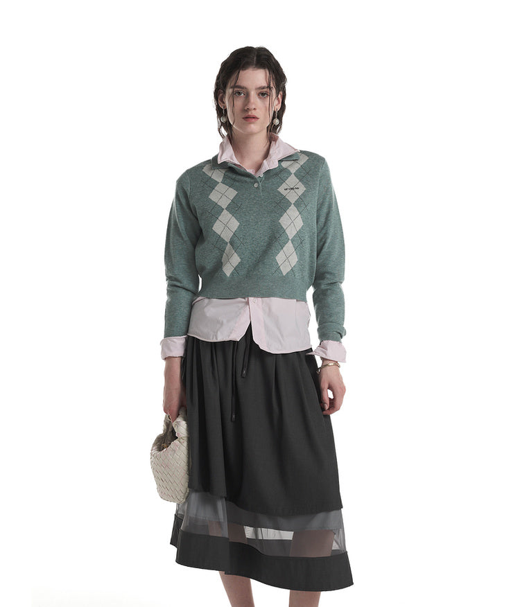 College Diamond Wool Polo Shirt