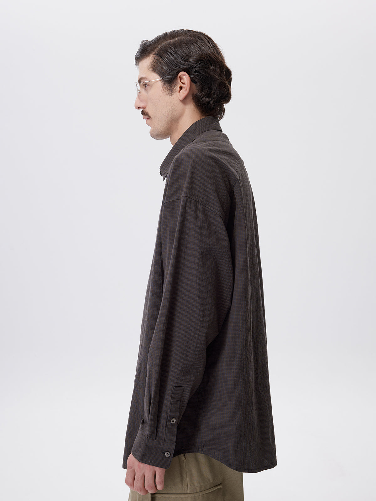 Pre-dyed fine check shirt