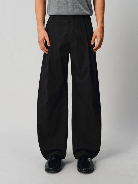 Linen-Blend Casual Pants with a Slightly Curved Silhouette