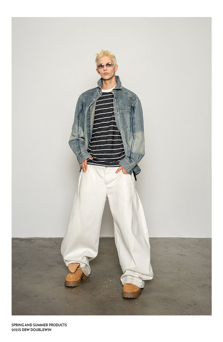 Distressed Wash Denim Shirt