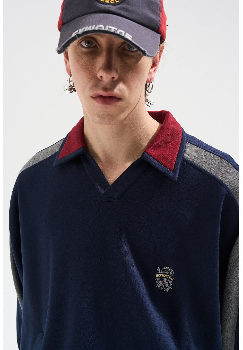 Embroidered Contrast Color Sweatshirt