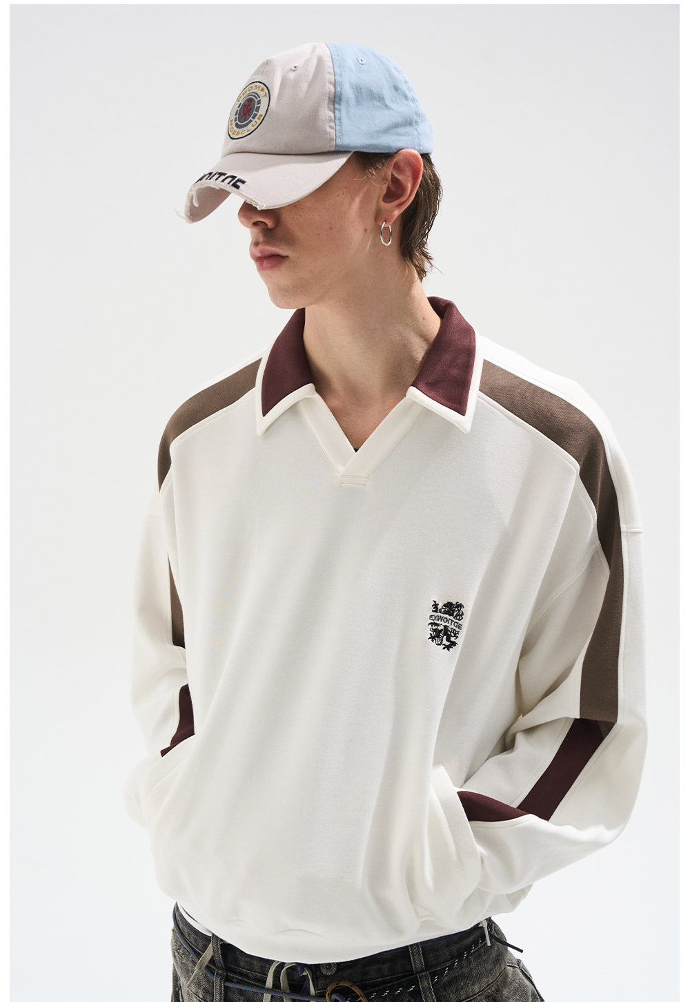 Embroidered Contrast Color Sweatshirt