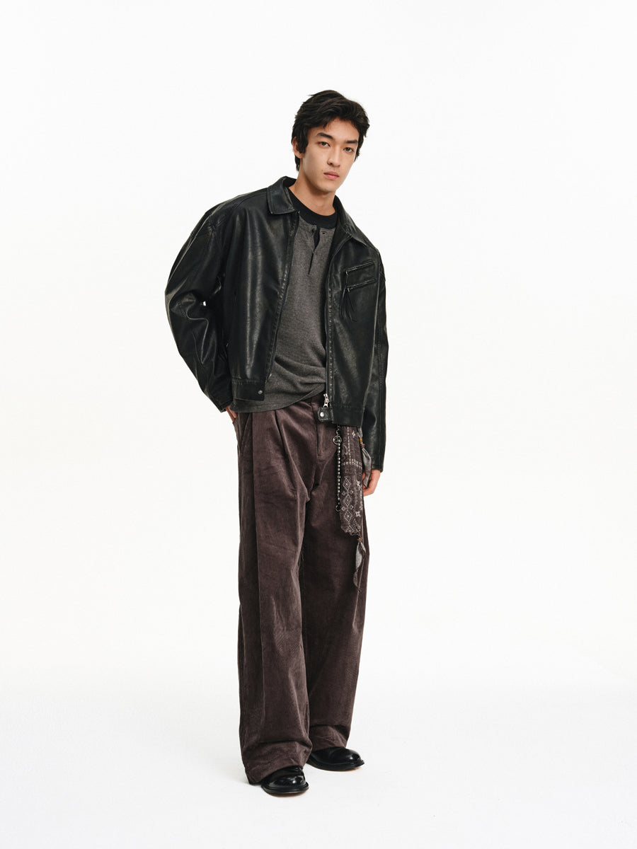 Double-Pleated Casual Pants