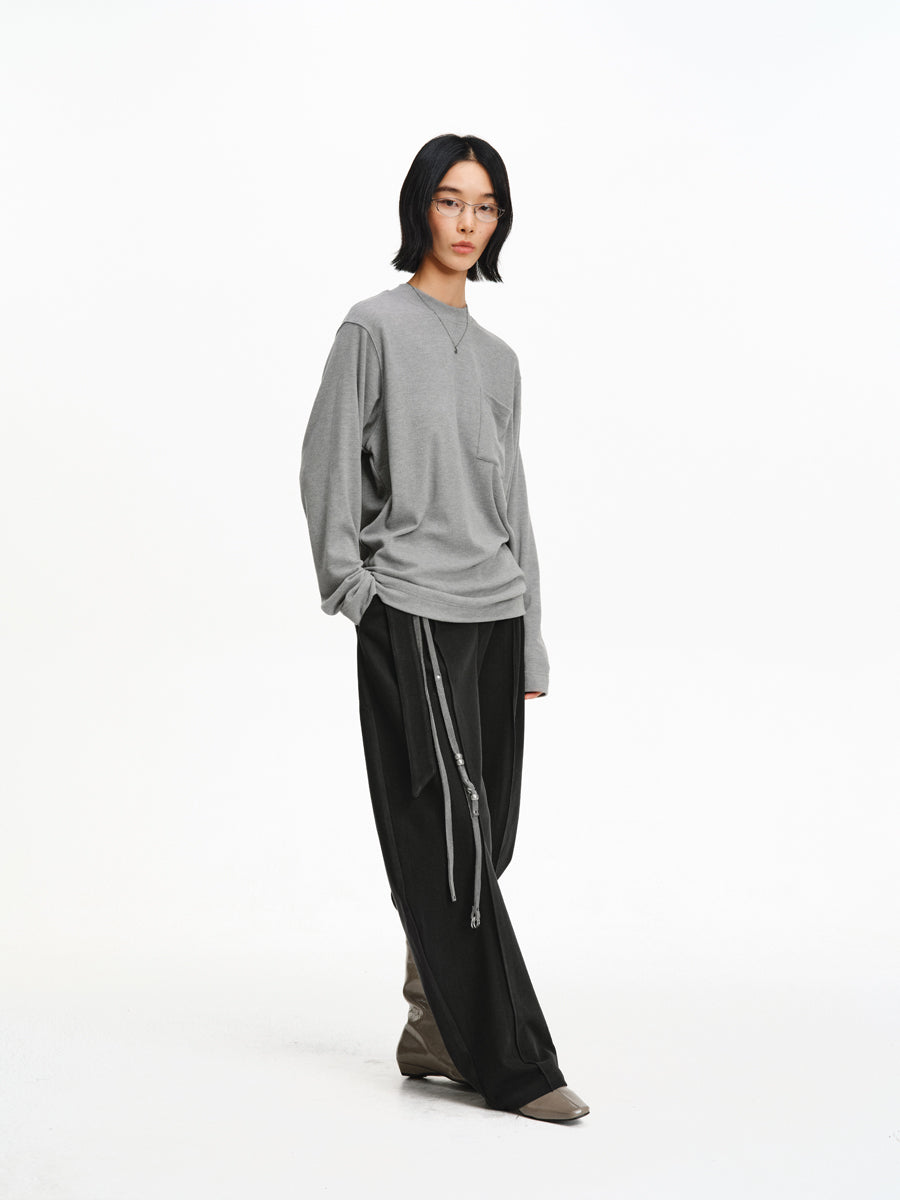 Blended Wool Straight Leg Pants