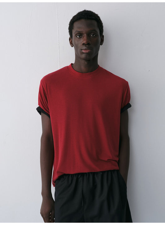 Tencel & Wool Blend Crew Neck T-Shirt
