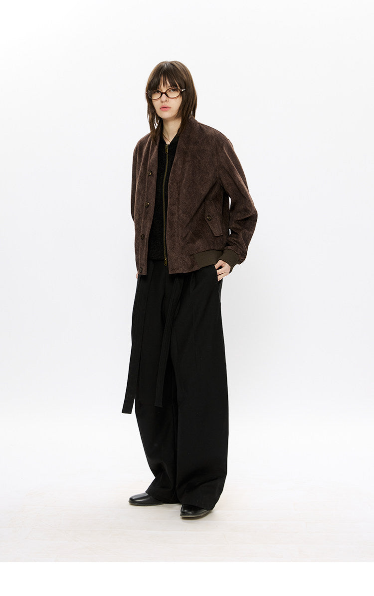 V-neck Two-Tone Chenille Texture Jacket