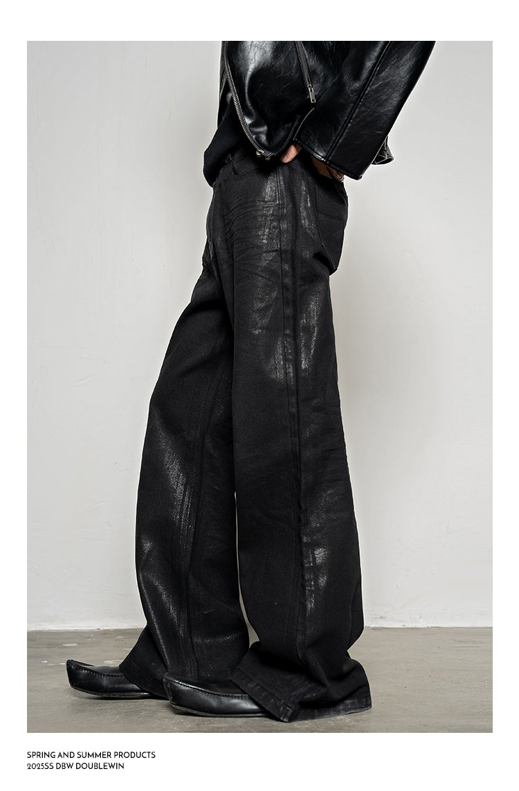 Waxed Glitter Bootcut Jeans