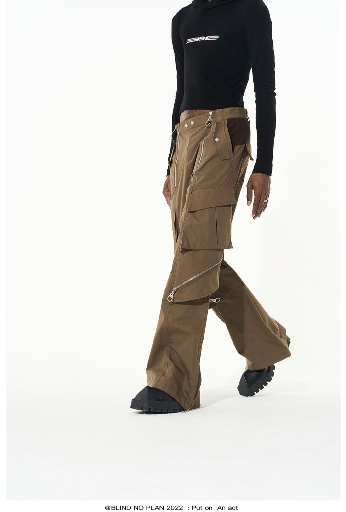 Multi-Zipper Casual Pants