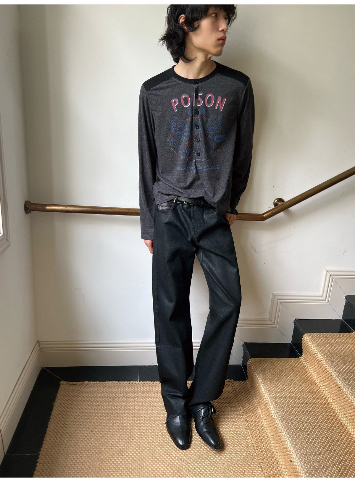 Waxed Slim Straight Jeans