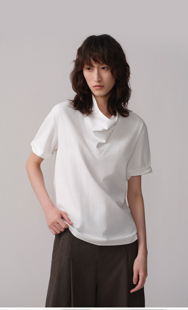 まくり袖カジュアルTシャツ