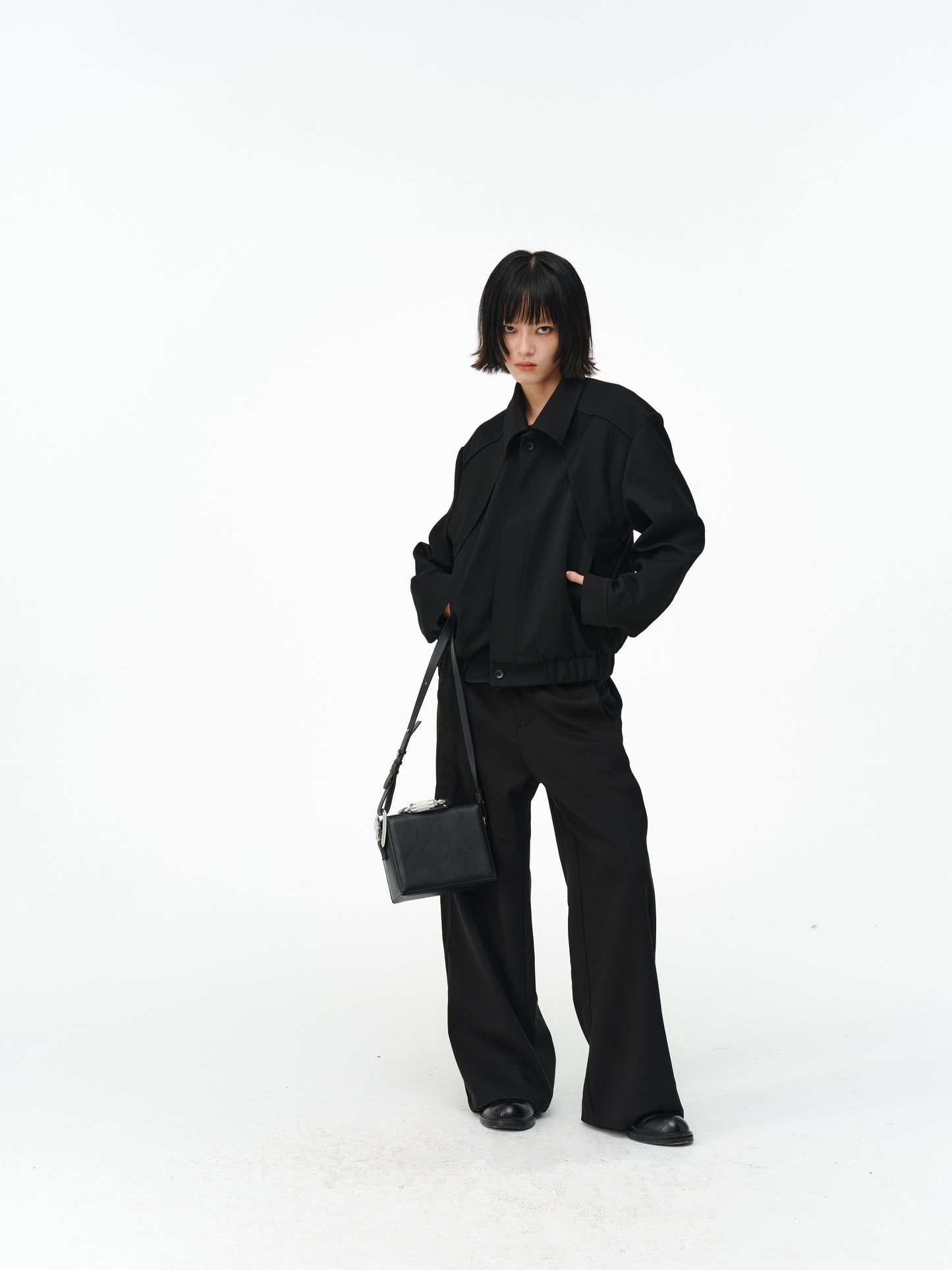 Deconstructed Straight-Shoulder Jacket