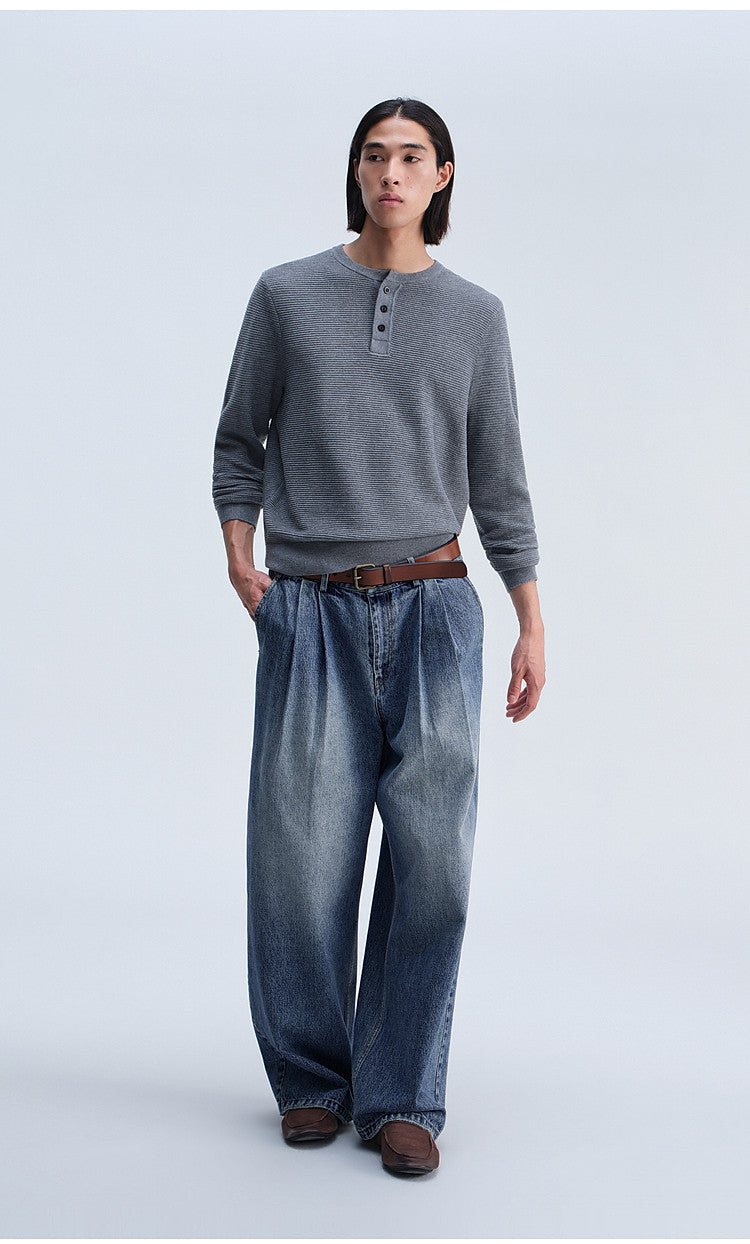 Washed Gradient Mist Double-Pleated Jeans