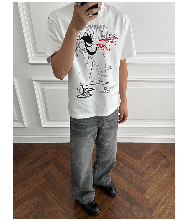 Pure Cotton Printed Round-Neck T-Shirt