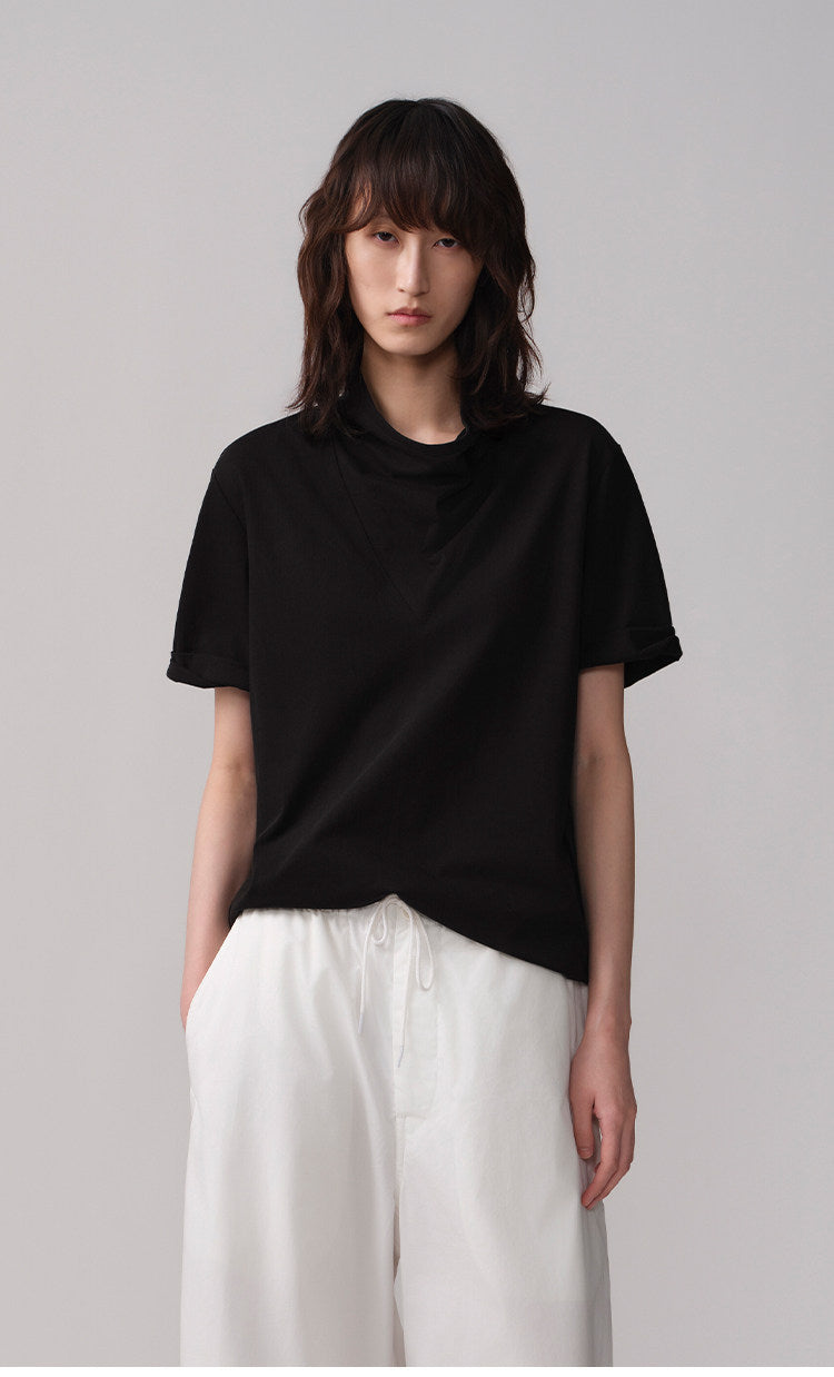 まくり袖カジュアルTシャツ