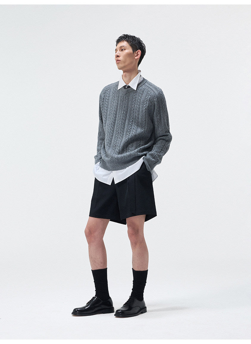 Classic Cable-Knit V-Neck Sweater