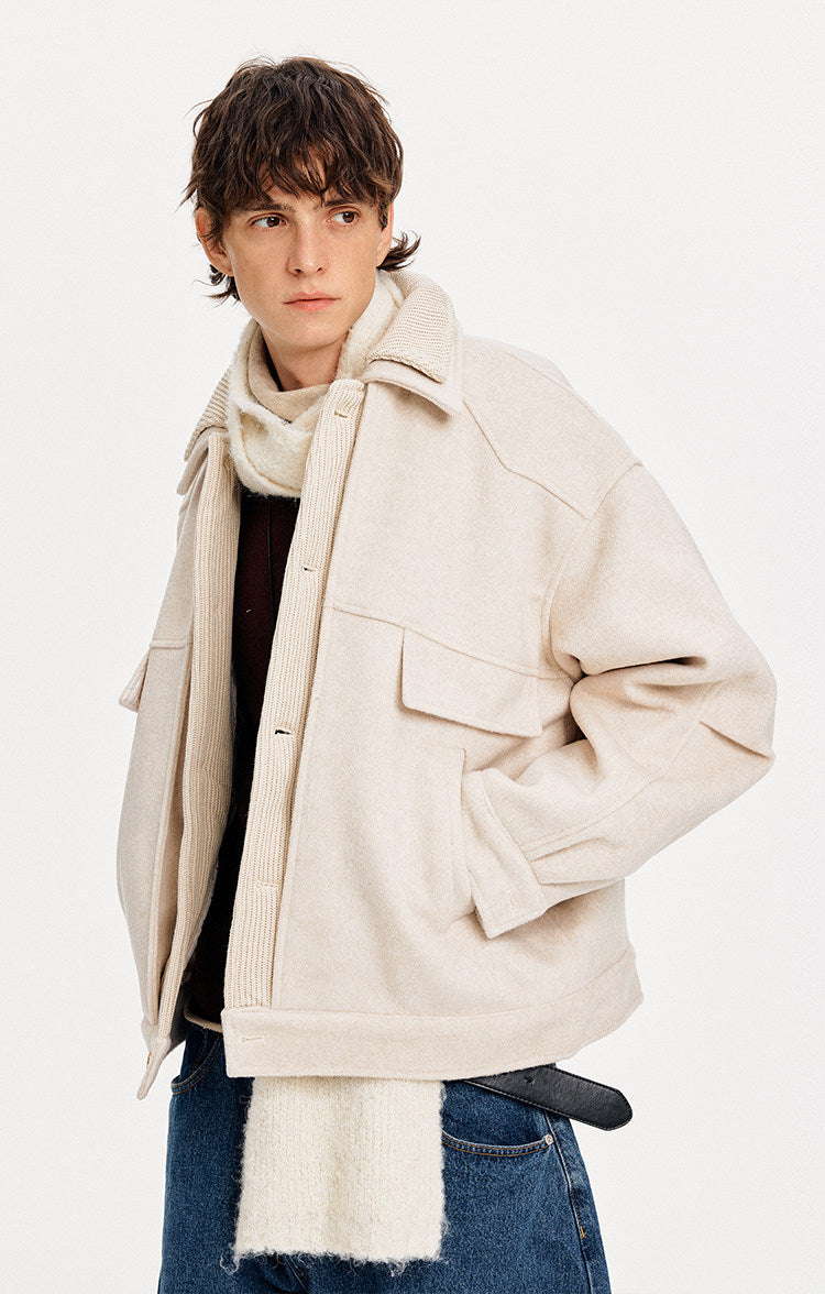 Double Collar Faux Two-Piece Jacket