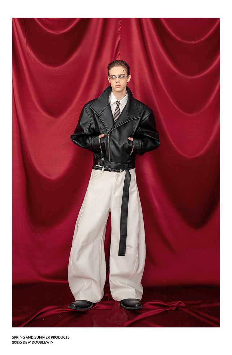 Shoulder-Waist Leather Jacket